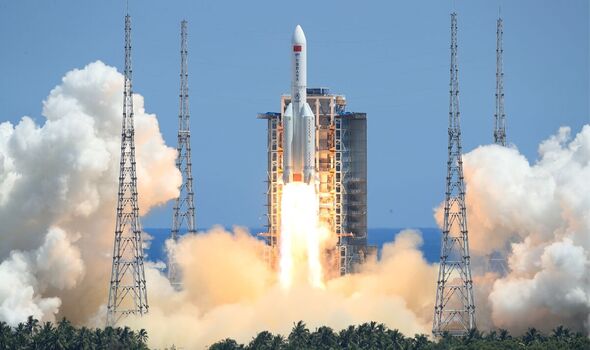 A Long March-5B Y3 rocket carrying China's space station lab module Wentian