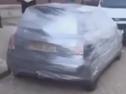 A driver had his car wrapped in cling film