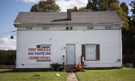 A ‘Vote Trump’ sign hangs on a house in Lordstown in, 2020.