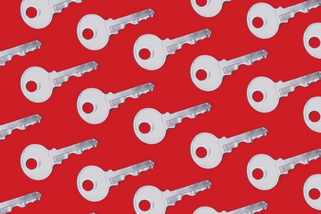 Keys on a red background