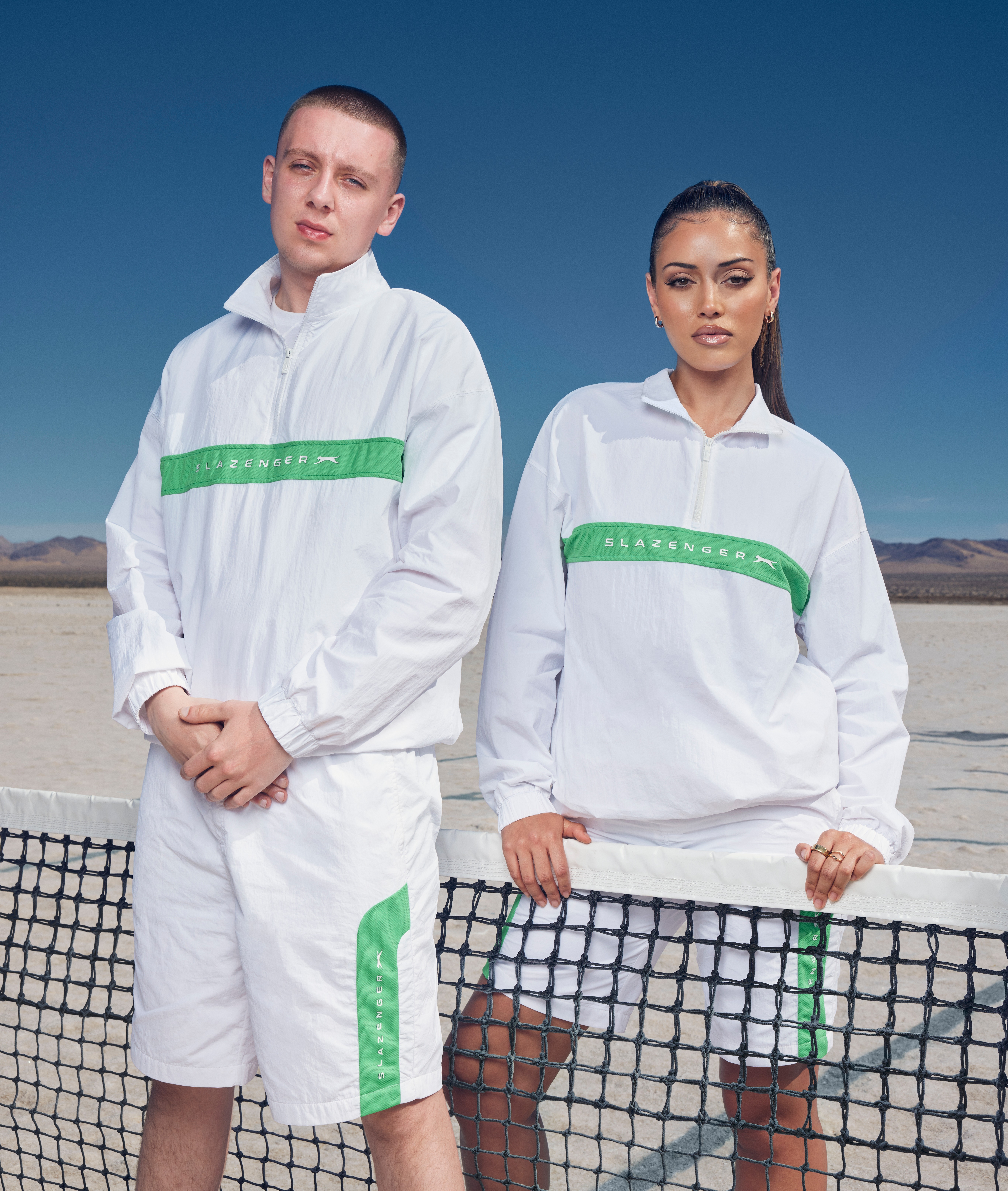 Rapper Aitch and model Cindy Kimberley advertising tennis brand Slazenger