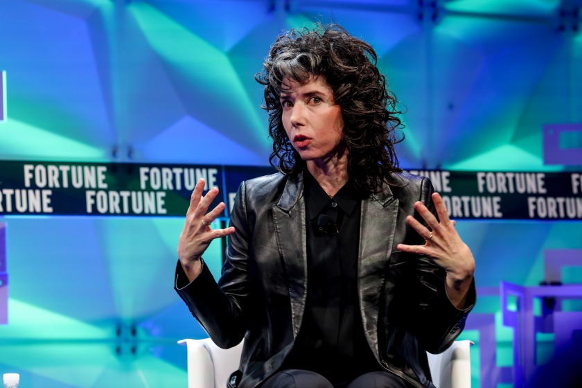 Signal president Meredith Whittaker, on stage at Fortune Brainstorm Tech.