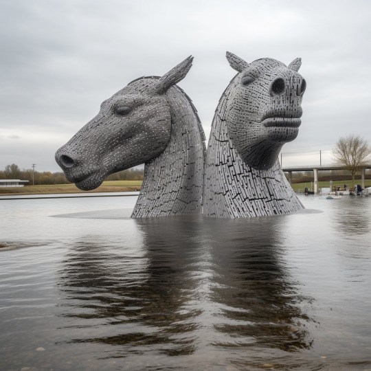 The Kelpies AI Reveals The Reality of Climate Change in 2100 ? AI illustrates the impact climate change could have on the world in 2100 ? 50-day-long heatwaves, disastrous wildfires and severe floods threaten the UK ? Images based on research and endorsed by experts The Eco Experts has predicted and visualised the impact of climate change by 2100, feeding expert analysis into AI platform Midjourney to show how wildfires, floods and drought will impact the UK if we fail to act. The images show how, if climate change continues at the rate it is currently at, our local landscapes, homes and iconic landmarks will be destroyed. Images are based on current rates of global warming and have been endorsed by UK climate experts. As an island, water presents some of the biggest risks for the UK. Using data from climate change non-profit Climate Central, the images show that Cambridge, Great Yarmouth, and a number of London landmarks are at risk. Don?t assume you are safe if you do not live near water, as wildfires are likely to also be a concern. In 2100, the Met Office predicts very long and very hot summer heat waves all over the UK, which will lead to wildfires occurring more frequently due to the vast green areas of the country. The damage doesn?t stop there. We can also expect to see severe coastal erosion, evacuation of homes, over-crowded hospitals and potentially the return of face masks