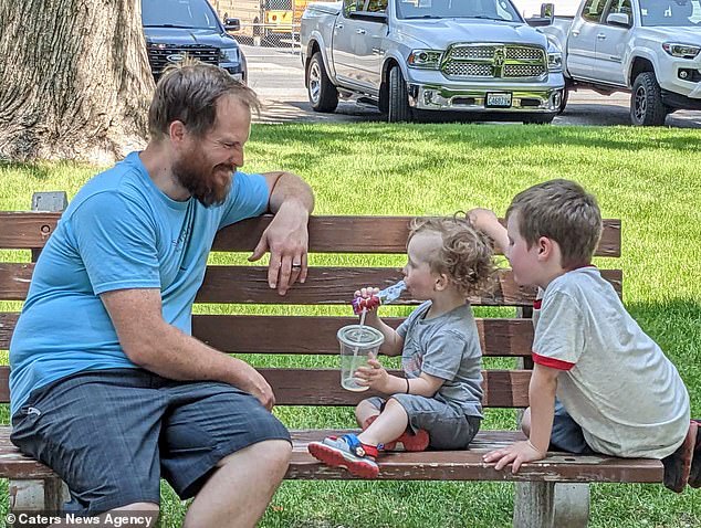 Brayden with sons Oliver and Michael