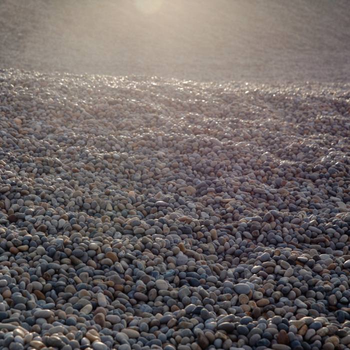 A steep bank of pebbles