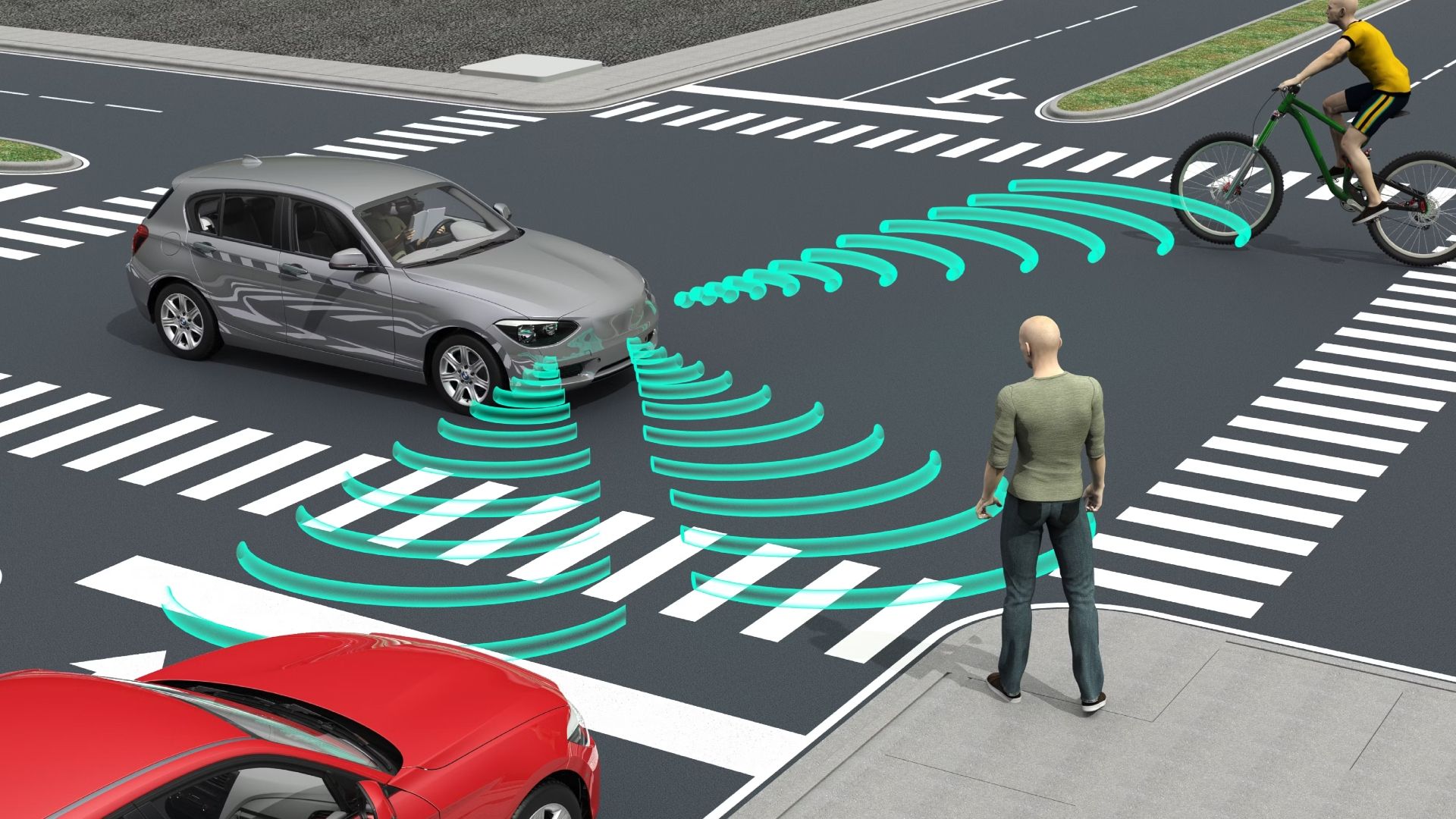 Self-driving car scanning for objects around 