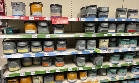 Paint for sale in the Wilko store in Hammersmith.