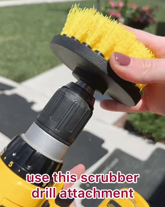 The drill's rotation makes it a powerful tool for busting tough stains