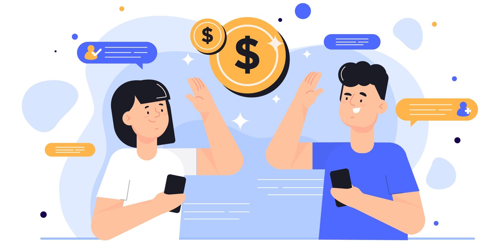 illustration of people making money from referral 