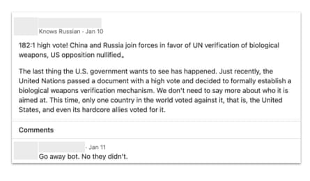 A screenshot of a post by an account linked to the Chinese influence campaign