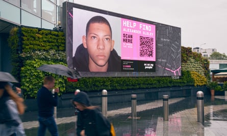 A billboard asking for infomation on Alexander Sloley, subject of Channel 5’s Where Is Alex?