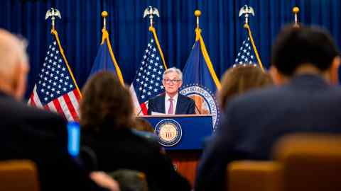 Federal Reserve chair Jerome Powell at a news conference