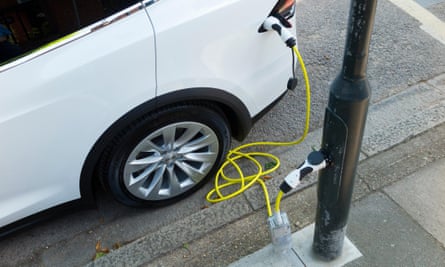 EV charger on lamp-post, Twickenham, England