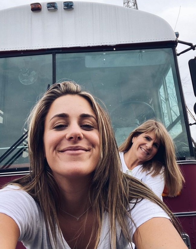 Mum and daughter team Megan and Lisa convert old buses into tiny home