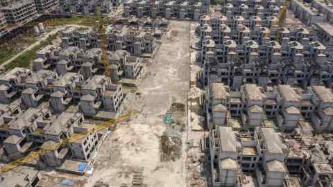 Rows of residential buildings under construction