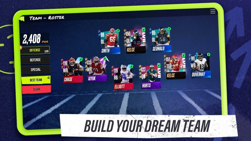 You can build your own teams in NFL Rivals.