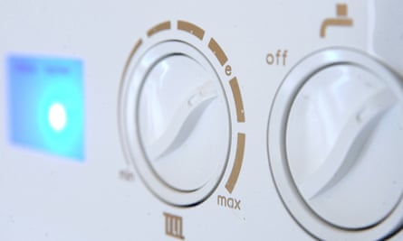 Controls on a domestic gas boiler.