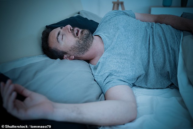 Study found that young adults who snore are 60 per cent more likely to go on to have a stroke, and five times more likely to develop a common heart rhythm disorder (stock image)