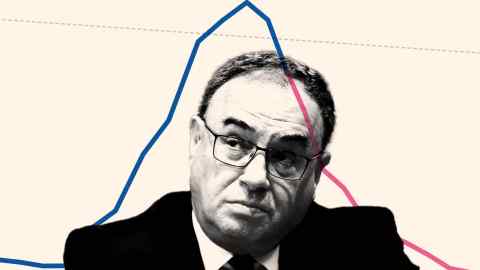 Montage of Bank of England governor Andrew Bailey and a chart