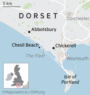 Map of Chesil Beach in Dorset