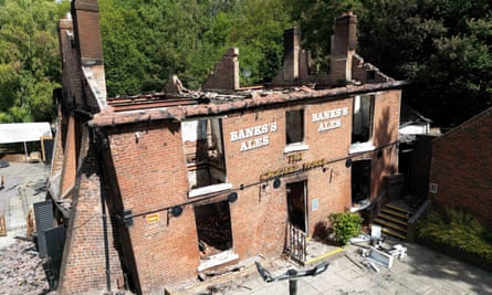 Burned out The Crooked House pub still standing