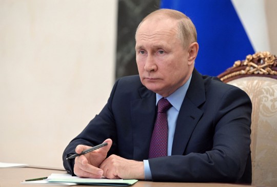 Russian President Vladimir Putin chairs a meeting on the development of the country's metallurgical sector via a video conference at the Kremlin in Moscow on August 1, 2022. (Photo by Pavel Byrkin / Sputnik / AFP) (Photo by PAVEL BYRKIN/Sputnik/AFP via Getty Images)