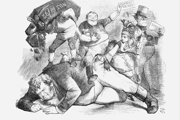 A cartoon printed in Punch in 1872, depicting the British people being raided of their earnings through income tax. Telling the public now that their taxes will need to go up during a cost of living crisis and at a time of higher inflation is a tough sell 