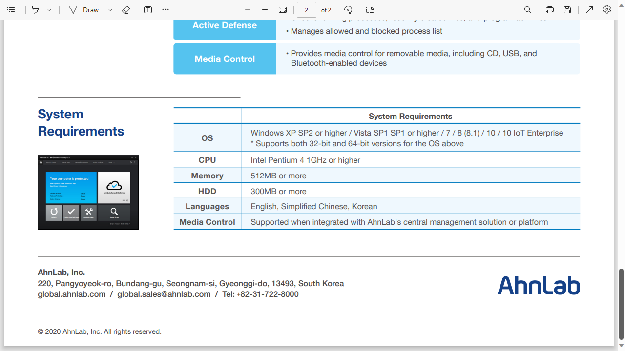 AhnLab V3 Endpoint Security: The competition