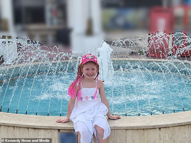 She worries the allergic reaction will leave an outline of the butterfly shape on Matilda's (pictured) arm for life