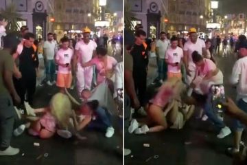 Shock moment women violently brawl outside McDonald's at tourist hotspot