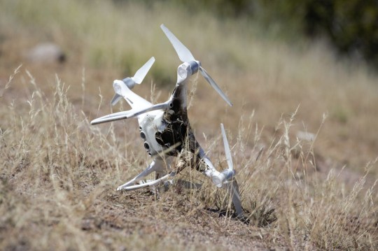 A drone destroyed by the laser system