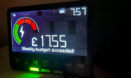 A smart meter showing the weekly budget is exceeded