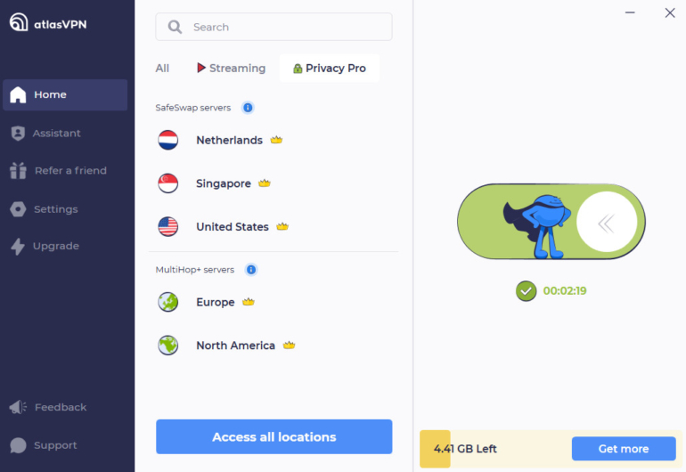 Atlas' SafeSwap servers within the dashboard.