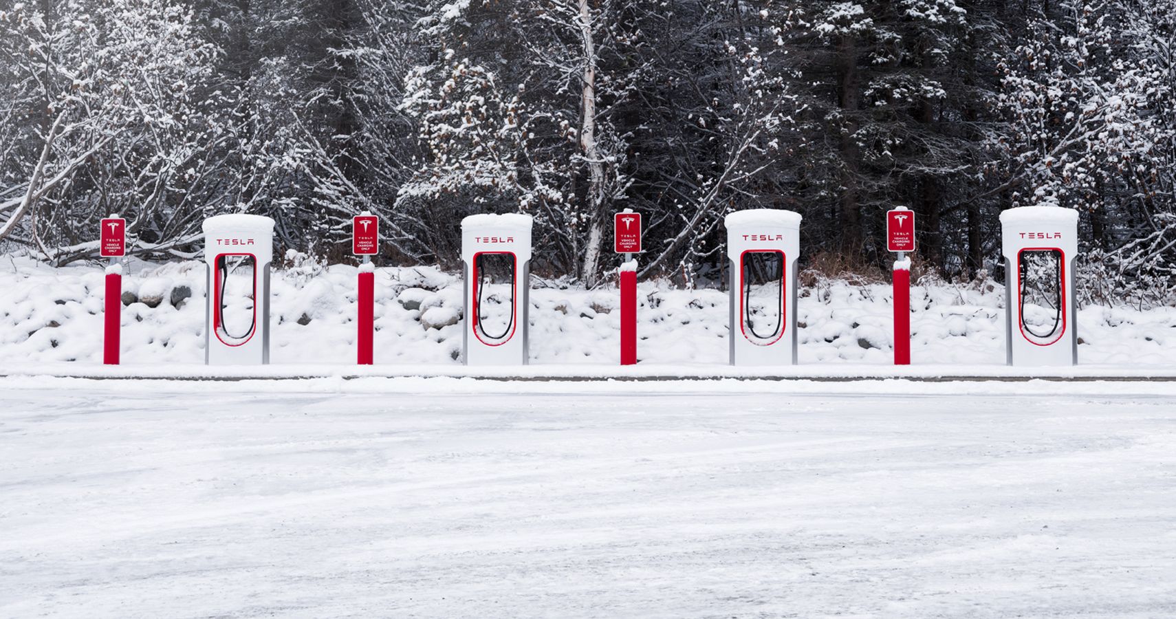 Tesla Supercharger Station In Snow-covered Iceland