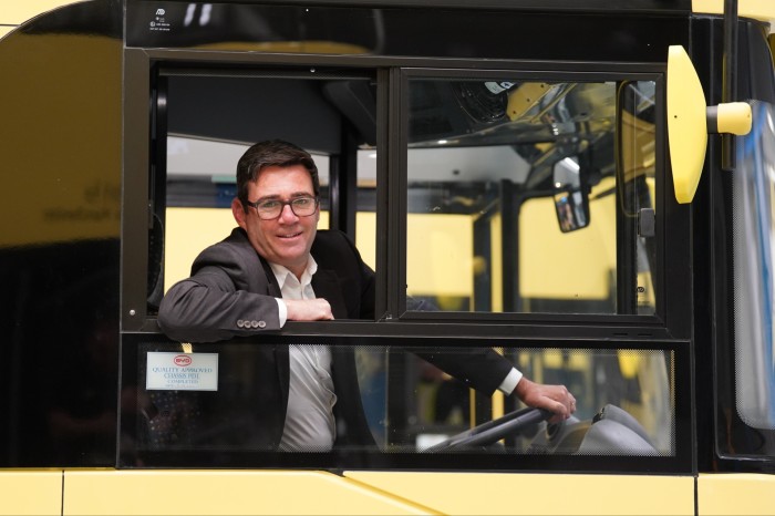 Greater Manchester mayor Andy Burnham views the ‘bee’ network buses