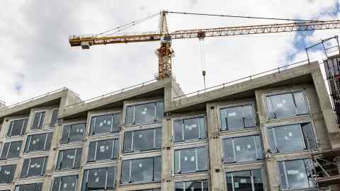 An apartment building under construction in Hamburg