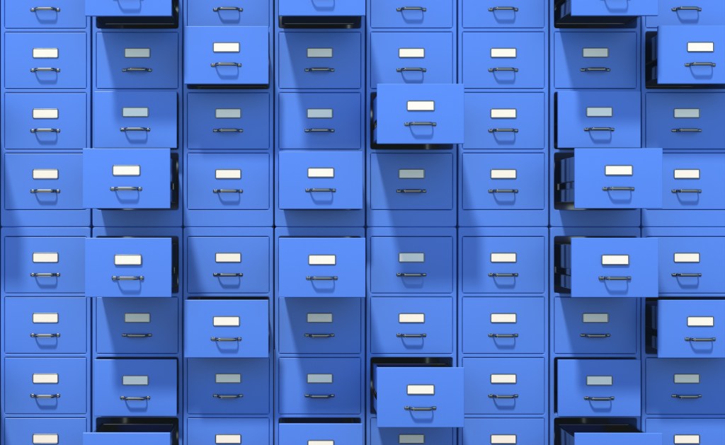 An illustration of stacks of filing cabinets