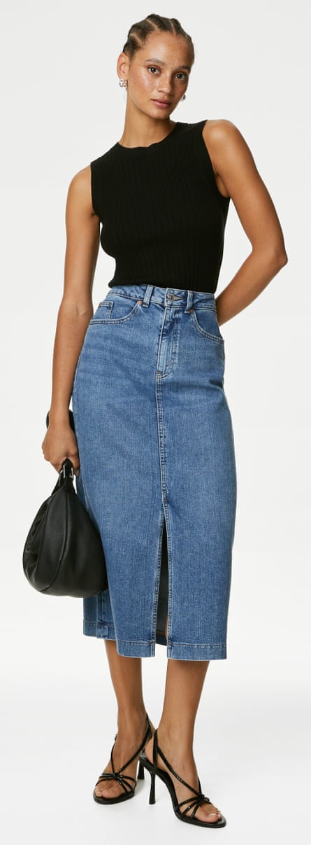 Marks & Spencer’s bestselling denim midi skirt.