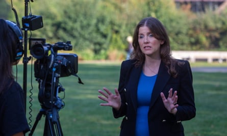 Michelle Donelan gives a television interview in Westminster, 7 September 2023.