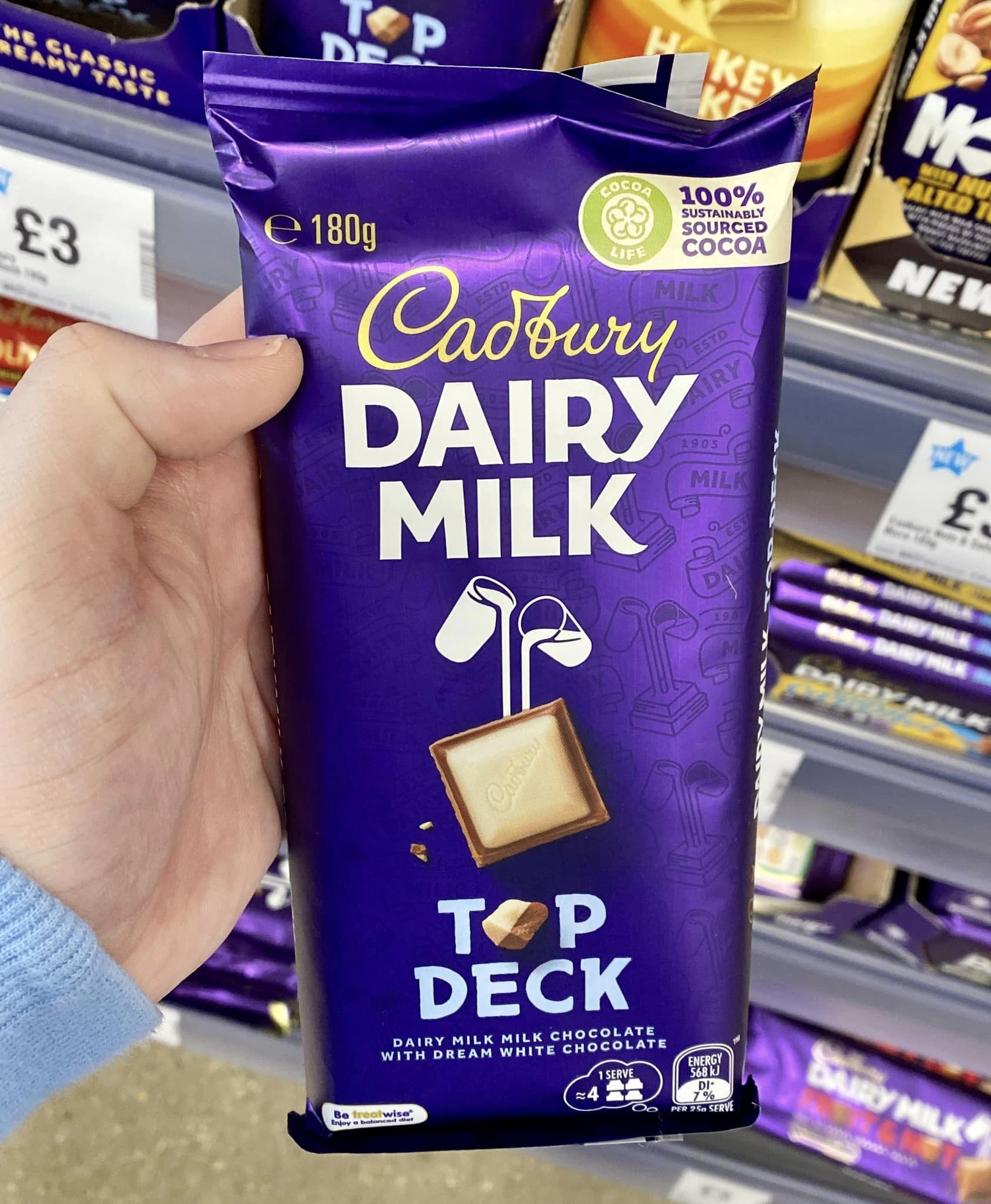 The Cadbury Top Deck bar is priced at £3 on The Food Warehouse website