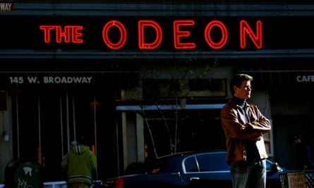 An exterior of the brasserie’s red neon sign