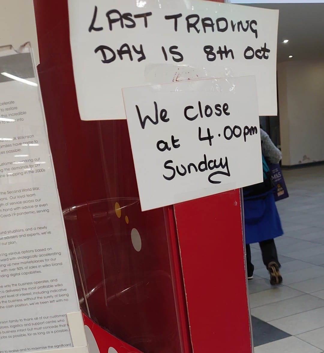 A note telling Scarborough shoppers when the store will close for the final time on Sunday