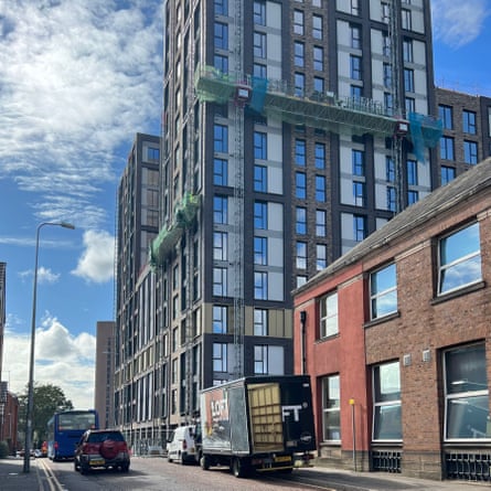 The new-build block where Douglas Jackson rents his flat