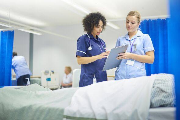 nurse and staff nurse at patient bedside