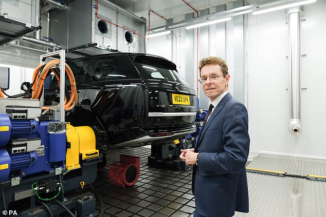 The new 323,000 sqft facility is located at JLR¿s Whitley Engineering Centre and features more than £40m of equipment. Mayor Andy Street takes a closer look at one of the new test rigs