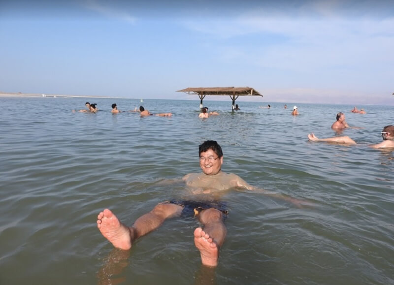 Floating in the Dead Sea during another time.