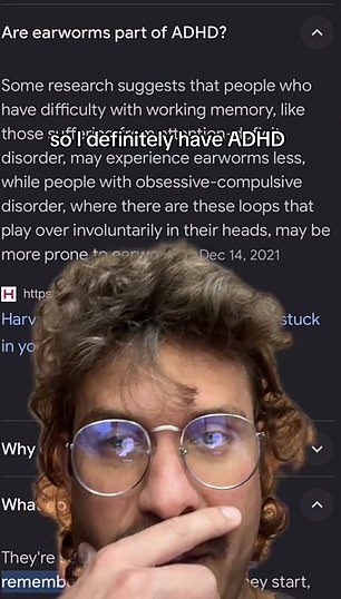 The man, who has 70,000 followers, uses the strange term 'earworms' - which describes a catchy or memorable piece of music that constantly occupies a person's mind, even after it is no longer being played or spoken about