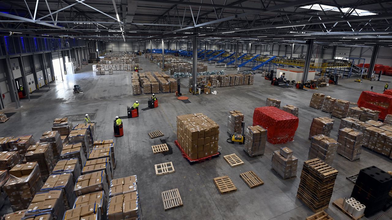 Cainiao's logistics site at Liège airport in Belgium, seen in November 2021