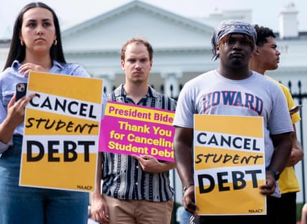 Activists gather to rally in support of cancelling student debt, in front of the White House last year.