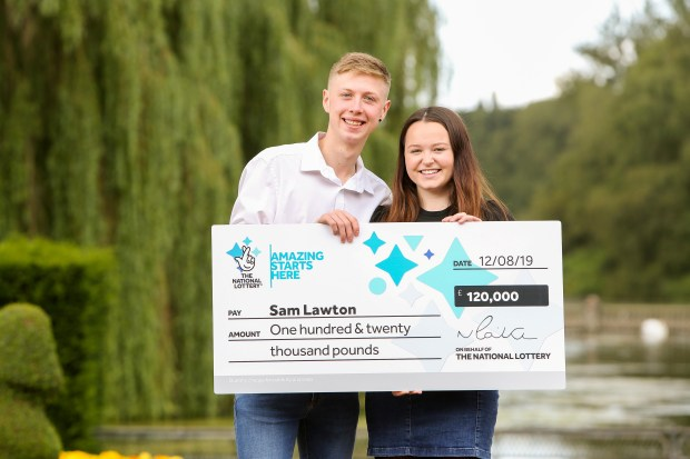 Sam Lawton, 23, bagged the life-changing prize after playing in the bath